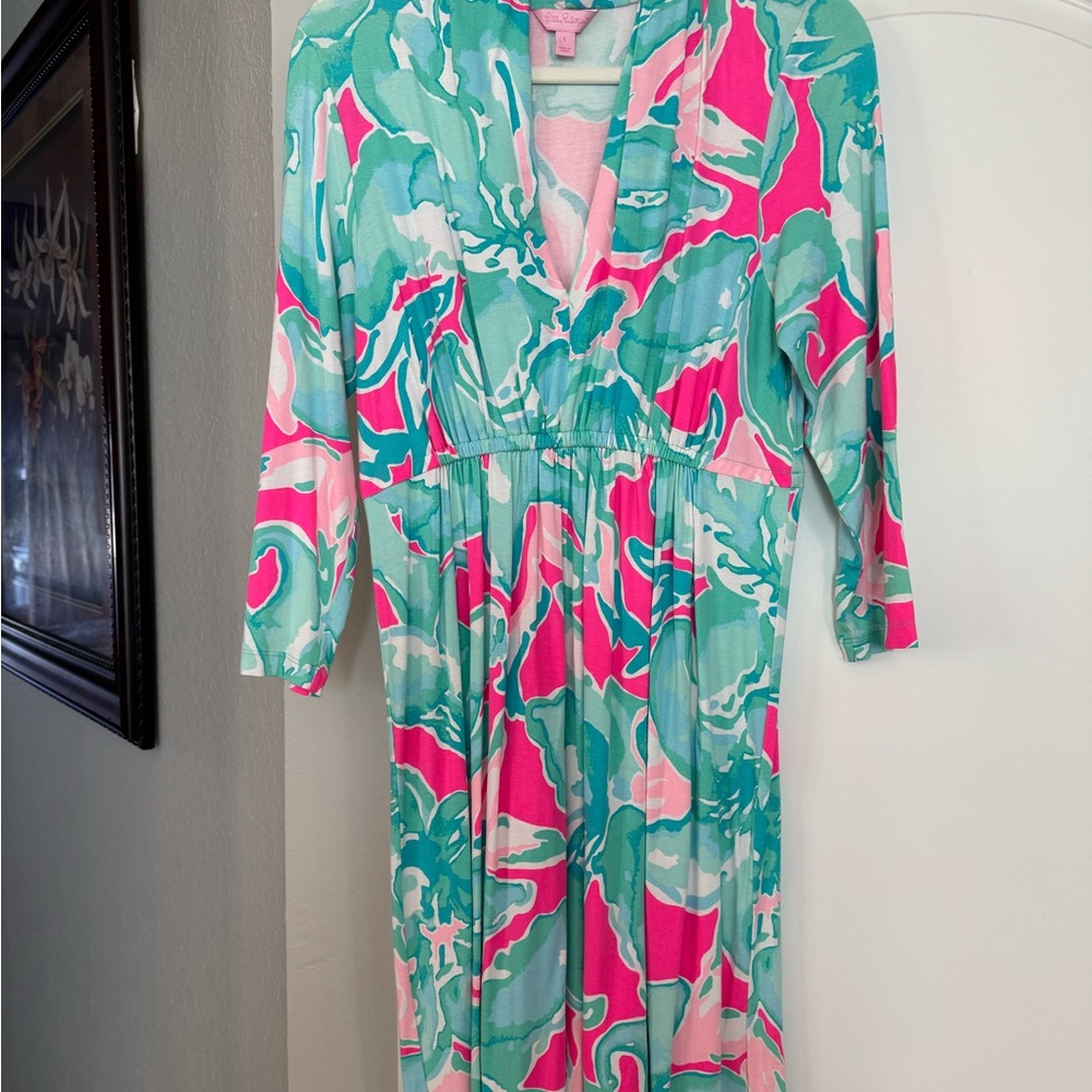 Lilly Pulitzer Pink and Green Long Sleeve Dress